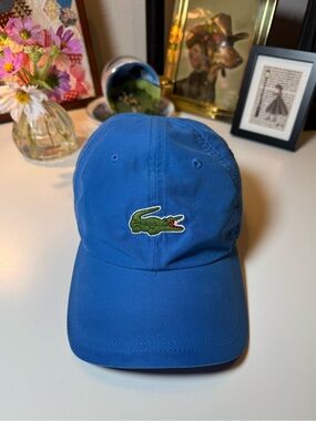 Vintage Lacoste Sport Blue Embroidered Logo Croc Cap Hat Adjustable Strap